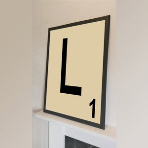 Letras de Scrabble personalizables: póster decorativo de arte de pared vintage, impresión en cualquier tamaño.