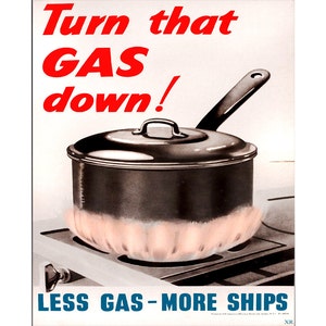 World War Propaganda Turn That Gas Down Vintage Advertising Enamel Metal TIN SIGN Wall Plaque