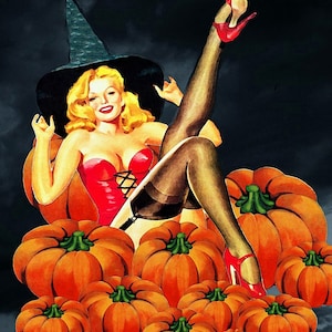 PIn Up Girl Sexy witch Enamel Metal TIN SIGN Wall Plaque