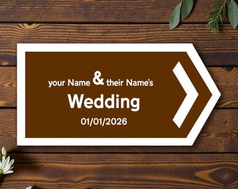 Personalised Direction Sign Brown METAL WEDDING SIGN, Wedding Plaque , Signs, Wedding Signs, Customizable Wedding Signs, Wedding Reception