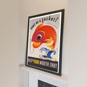 Guerra mundial propaganda ser a mantener matalote boca cerrada - Vintage reproducción pared arte Decro decoración cartel imprimir cualquier tamaño
