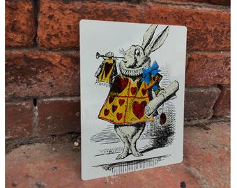 Alice In Wonderland White Rabbit Advertising Enamel Metal TIN SIGN Wall Plaque