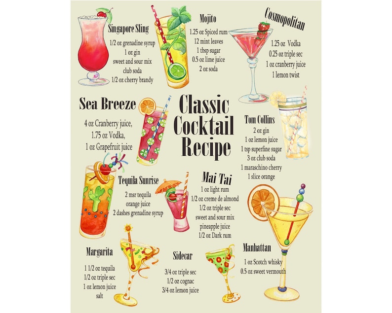Classic Cocktail Recipe   Sexy Enamel Metal TIN SIGN Wall image 1