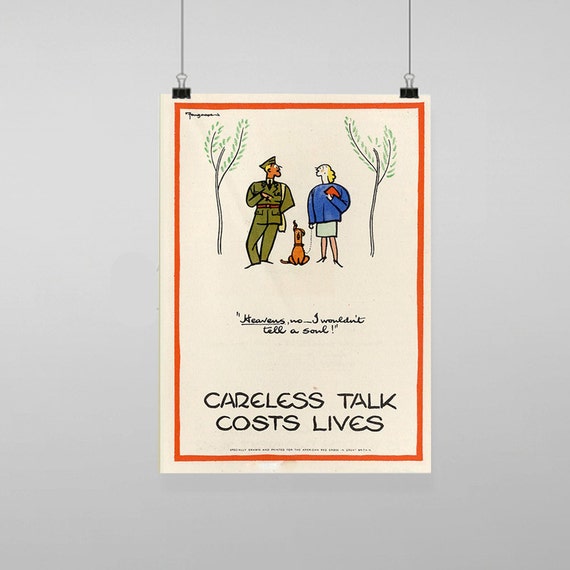 Vintage Art Print Poster A1 A2 A3 A4 A5 Loose Talk Can Cost Lives Closed War
