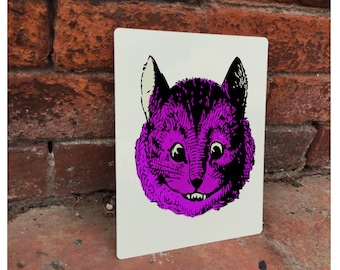 Alice In Wonderland Cheshire Cat Advertising Enamel Metal TIN SIGN Wall Plaque