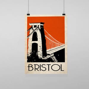 Bristol Travel Clifton Suspension Bridge British - Vintage Reproduction Wall Art Decro Decor Poster Print Any size