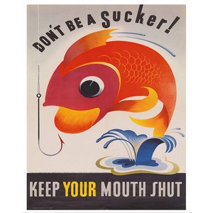 Propaganda de la Guerra Mundial no sea un tonto Vintage Publicidad Esmalte Metal TIN SIGN Placa de pared