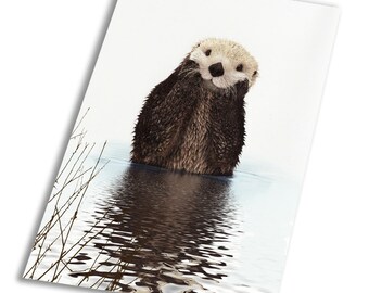 Cute Otter water Lake Animal Woodland Illustration -Wall Art Decro Decor Poster Print Any size