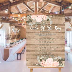 Calendrier de bienvenue de mariage, Ordre du jour, METAL WEDDING SIGN, Plaque de mariage , Personnalisable, Signe de mariage de bienvenue, Réception de mariage