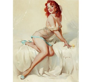 PIn Up Girl Sexy Bed - Vintage Reproduction Wall Art Decro Decor Poster Print Any size