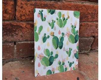 Cactus pattern raindrops - Vintage Look Enamel Metal TIN SIGN Wall Plaque