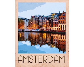 Amsterdam Travel Vintage Travel Reklama Emalia Metal Tabliczka ścienna