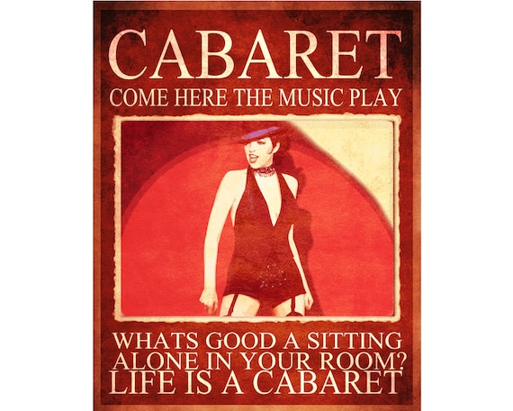 Cabaret Come Hear the Music Play Pub ENAMEL TYPE METAL TIN SIGN WALL PLAQUE