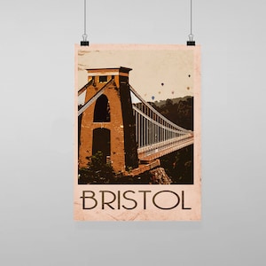 Bristol Travel Clifton Suspension Bridge British - Vintage Reproduction Wall Art Decro Decor Poster Print Any size