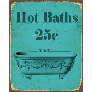 Hot Bath Bathroom Vinatge - Sexy Enamel Metal TIN SIGN Wall Plaque