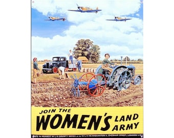 World War Propaganda Join The Woman's Land Army Vintage Advertising Enamel Metal TIN SIGN Wall Plaque