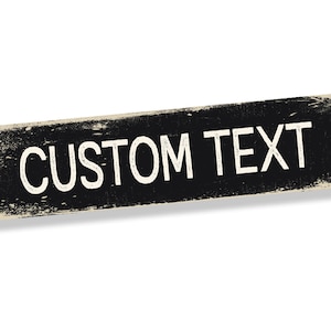 Personalisierte benutzerdefinierte Ihr Text Zeichen schwarz Emaille Metall BLECHZEICHEN Wandschild