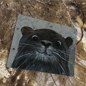 Otter cute face animal water creature - Enamel Metal TIN SIGN Wall Plaque