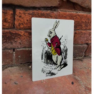 Alice In Wonderland White Rabbit Advertising Enamel Metal TIN SIGN Wall Plaque