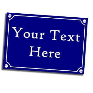 French Style Blue Any Text Personalised Customizable Bespoke Enamel Metal TIN SIGN Wall Plaque