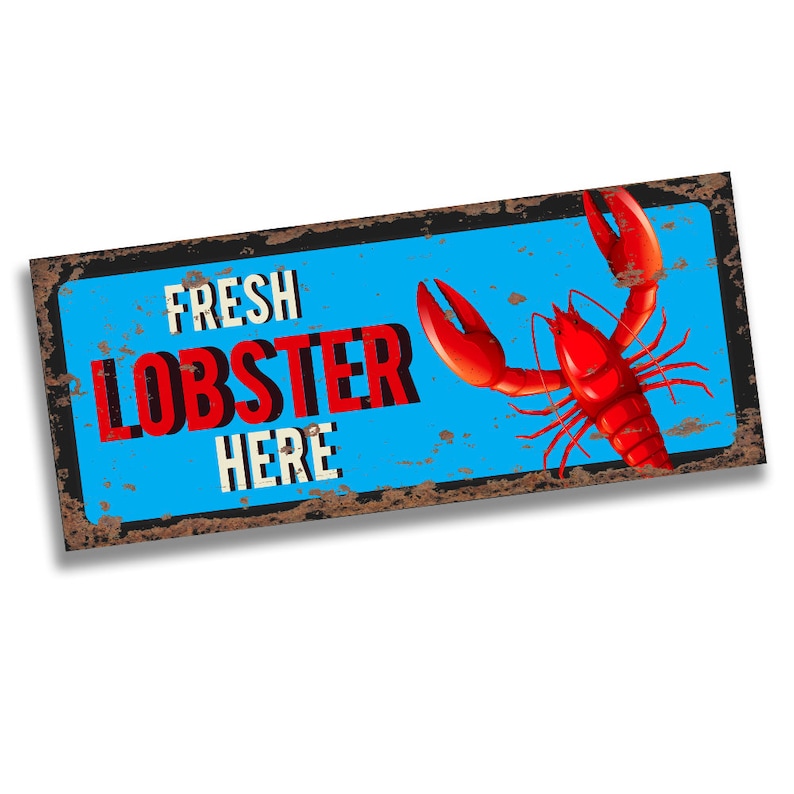 Fresh Lobster here effect distressed looking Metal Sign | Etsy