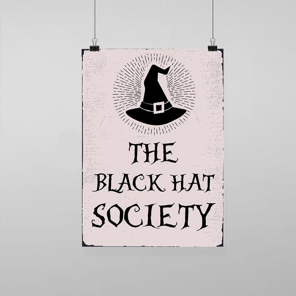 The Black Hat Society Witch Cat Halloween - Wall Art Decro Decor Poster Print Any size