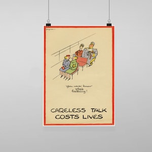 Propagande de guerre mondiale talk imprudente coûté la vie - taille Vintage Reproduction Wall Art Decro Decor Poster Print Any