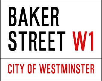 Tabliczka ścienna z napisem Bakers Street Westminster London - seksowna emaliowana tabliczka z blaszanym napisem