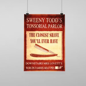 Sweeny Todd Tonsorial Parlor - Vintage Reproduction Wall Art Decro Decor Poster Print Any size