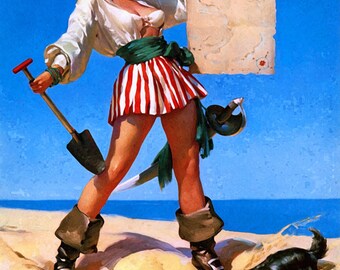 Pinup Pirate - Vintage Reproduction Wall Art Decro Decor Poster Print Any size