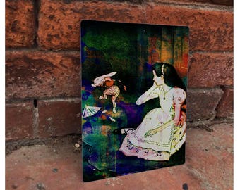 Alice In Wonderland White Rabbit Advertising Enamel Metal TIN SIGN Wall Plaque