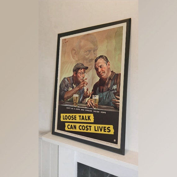 Vintage Art Print Poster A1 A2 A3 A4 A5 Loose Talk Can Cost Lives Closed War