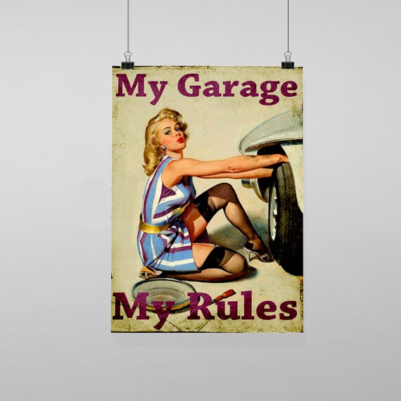 Pin Up Girl Sexy Garage Vintage Reproduction Wall Art Decro Etsy