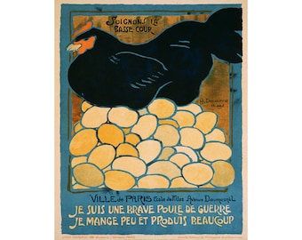 Französisch Huhn Anzeige Vintage Emaille Metall Blechschild Wand-Plakette