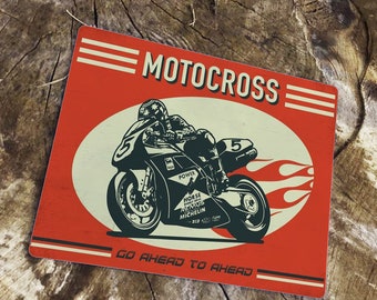 Motorcross Motorcycle Motorbike Bike Retro Vintage Advertising Enamel Metal TIN SIGN Wall Plaque