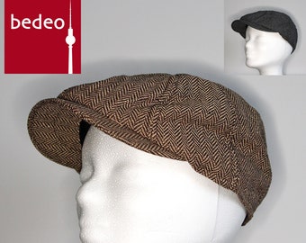 Vintage flat cap peaked cap in brown and gray