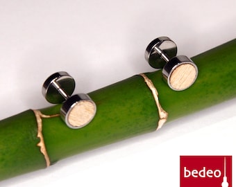 Petites boucles d'oreilles en bois de bouleau 8 mm