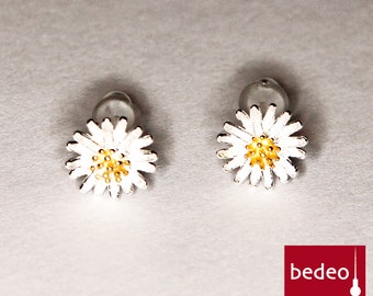 Boucles d'oreilles clous marguerite argent 925