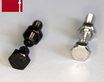 Schrauben Ohrstecker in schwarz und silber