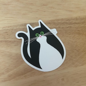 Cat Sticker, Cat Animal Decal, tuxedo cat, Animal Lover Sticker Gray Cat, Kitty, Sticker, cat