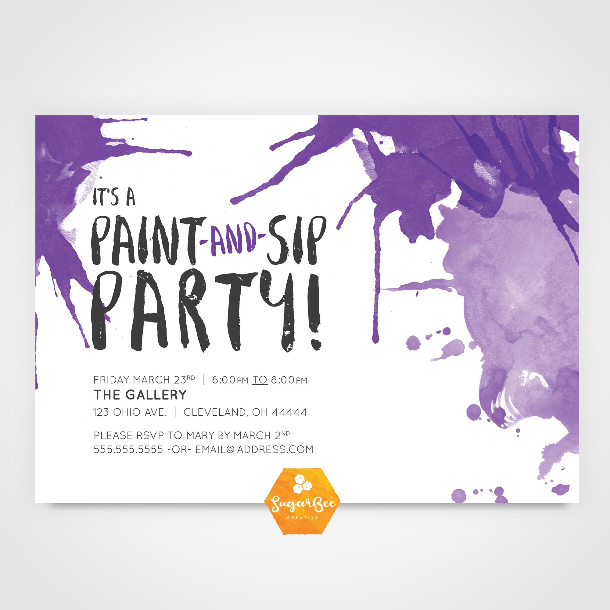 Printable Paint & Sip Party Invitation/ 5x7/ Wine Night/ Paint Etsy
