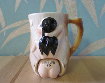 1950s Bourne of Harlesden novelty "Bottoms Up" articulated ceramic tankard