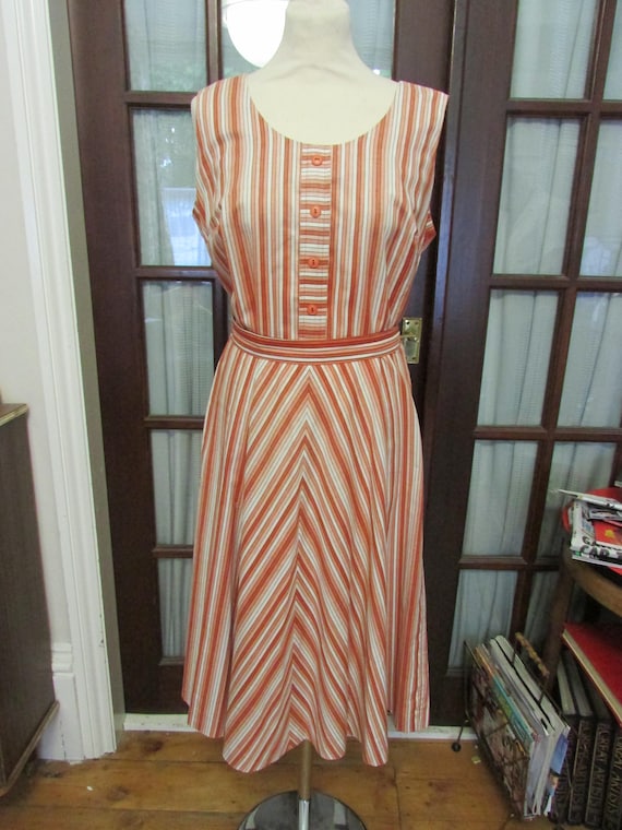 1960s Horrockses Fashions brown/orange tone stripe