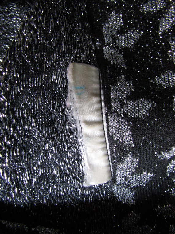 1970s silver & black glitter poinsettia/snowflake… - image 8