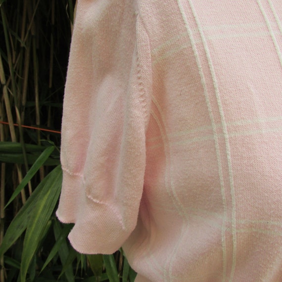 Vintage 1940s-style John Smedley white on pink ch… - image 3