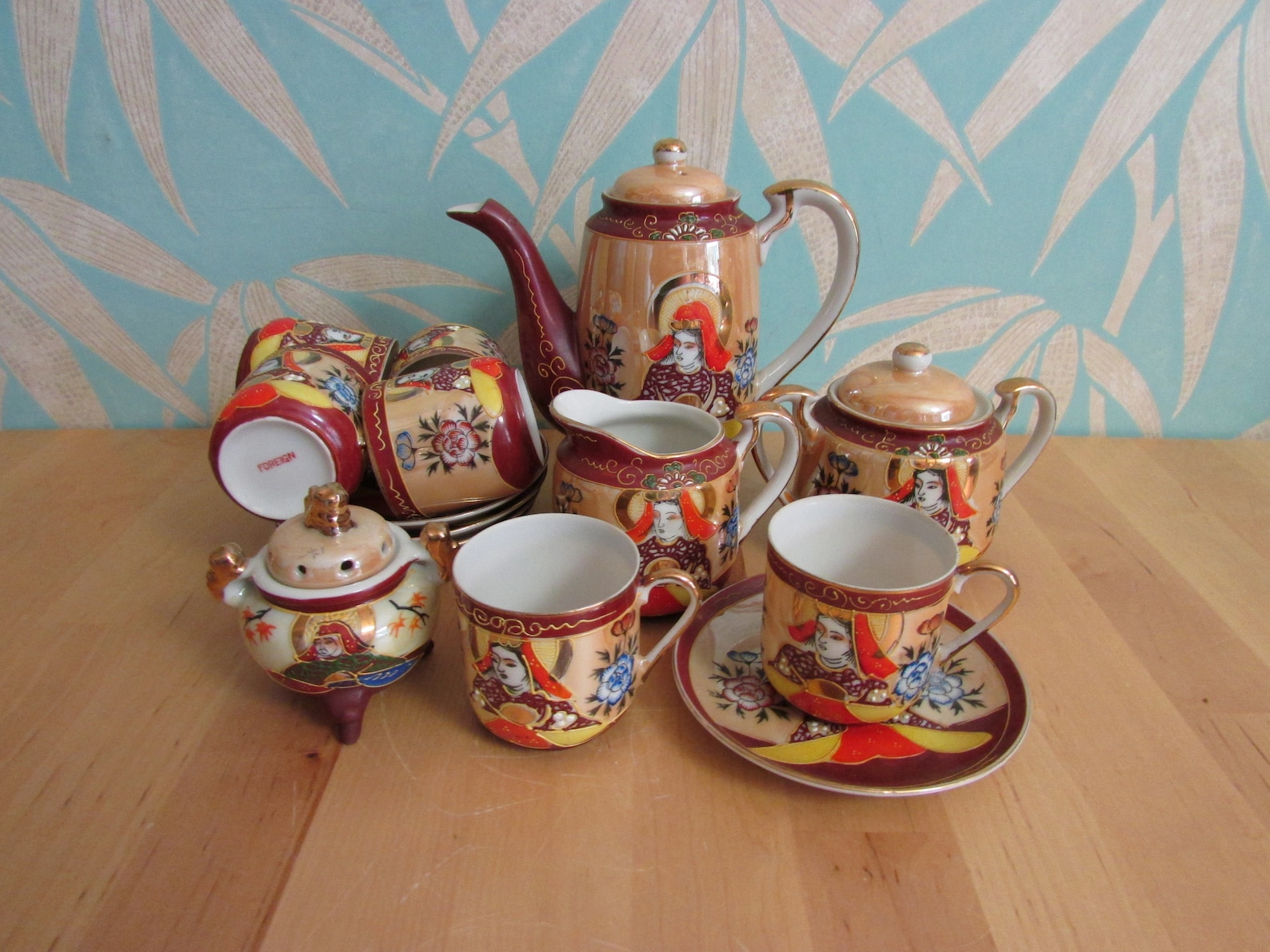 Delicate vintage handpainted Japanese Samurai tea set with Etsy 日本