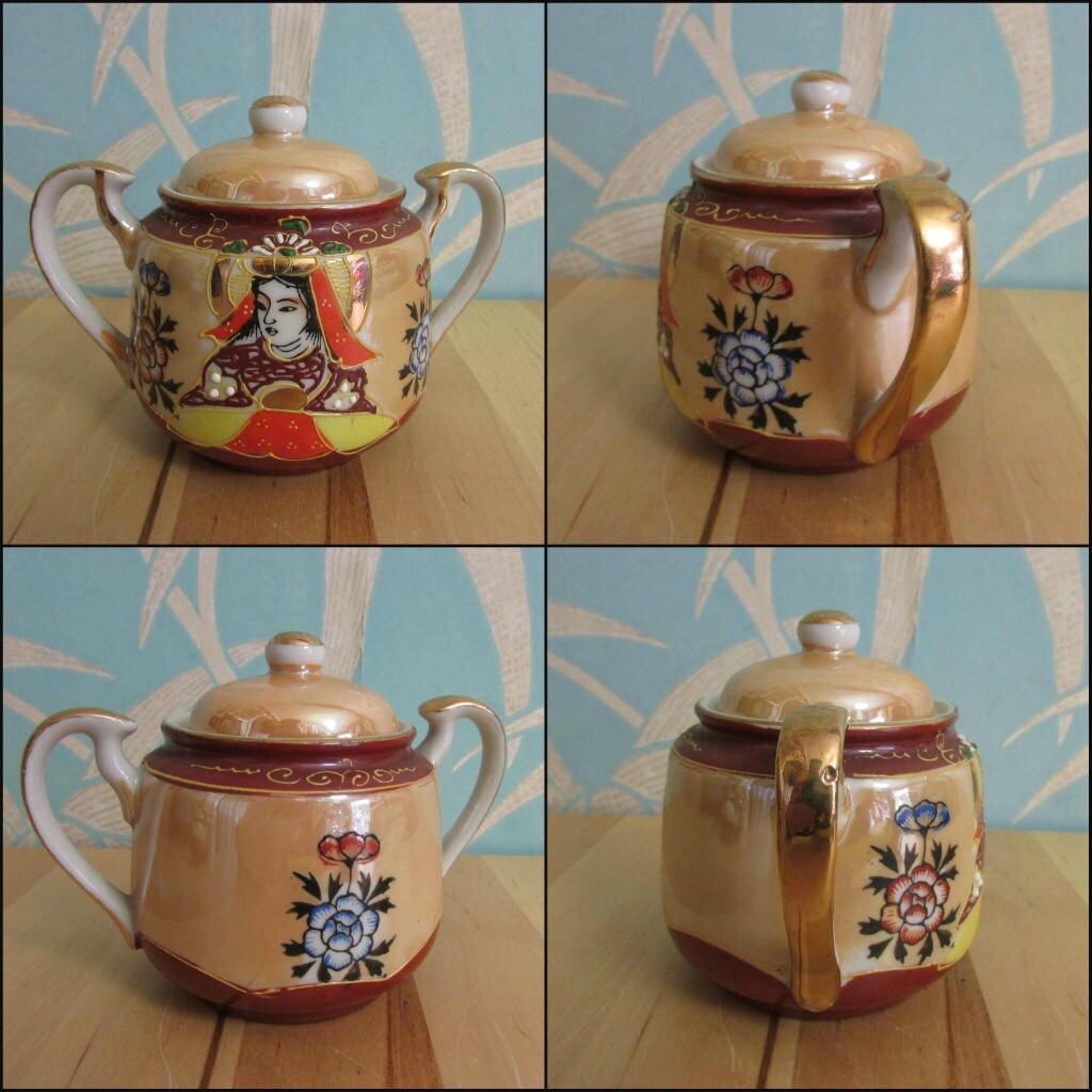 Delicate vintage handpainted Japanese Samurai tea set with Etsy 日本