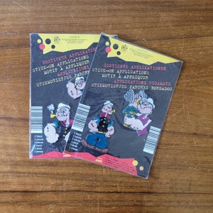 2000 Popeye character iron-on patches, two packs of two