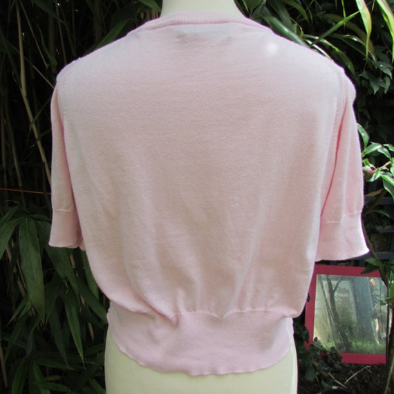 Vintage 1940s-style John Smedley white on pink ch… - image 4