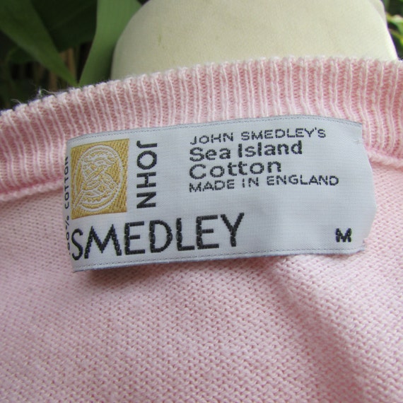 Vintage 1940s-style John Smedley white on pink ch… - image 5